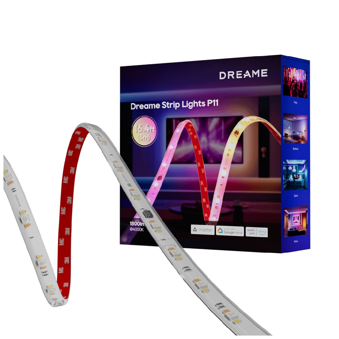 Dreame P11 LED Light Strip, 5m, 70+ Dynamic Scene Modes, Multizone RGBICWW Control, Custom Lighting Effects, DIY Flexibility