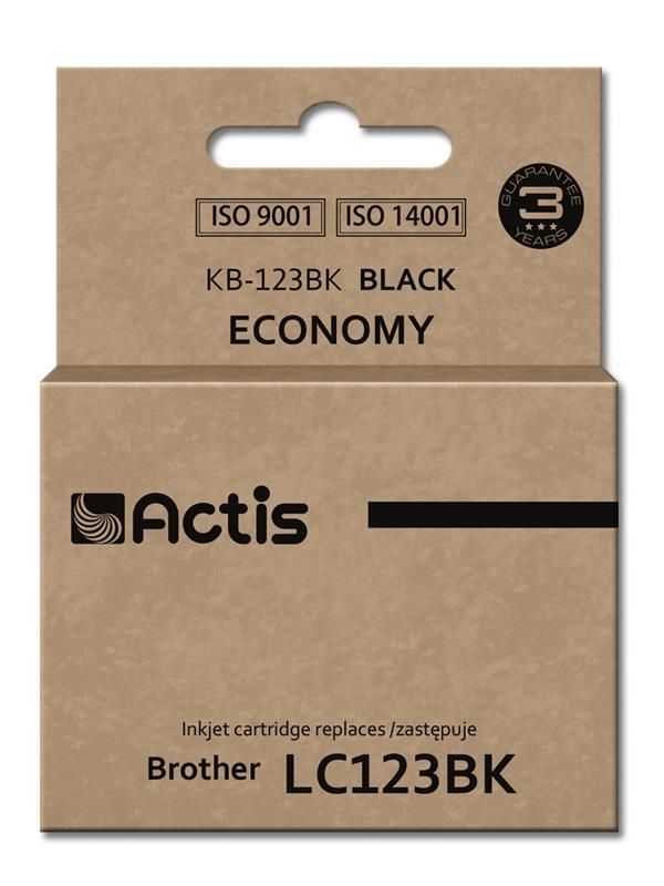 Carta de tinta negra Actis KB-123Bk (reemplazo para Brother LC123BK/LC121BK estándar)