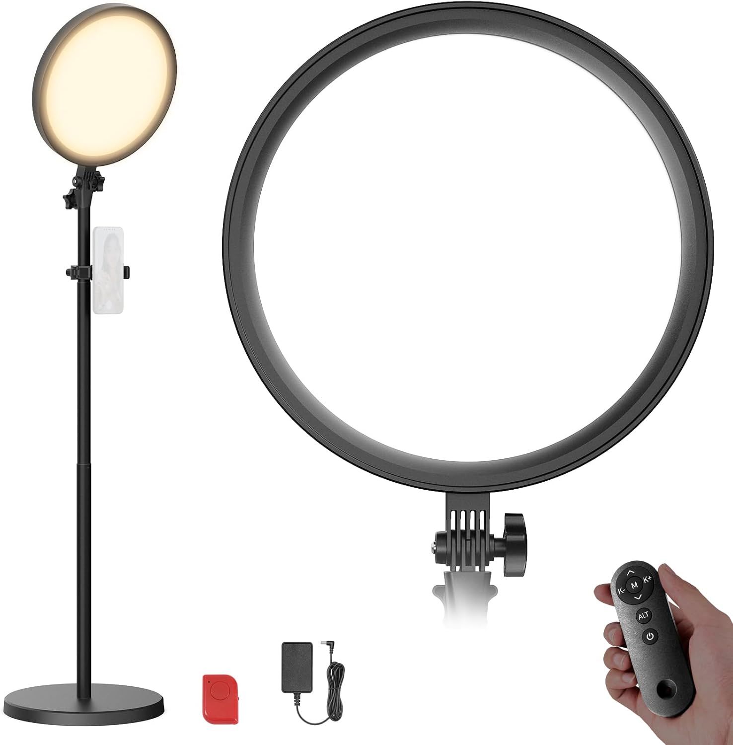 Kit d'éclairage anneau LED Neewer de 12 pouces avec support pour téléphone/télécommande, température de couleur 3000K-6500K, CRI98, éclairage à plein écran
