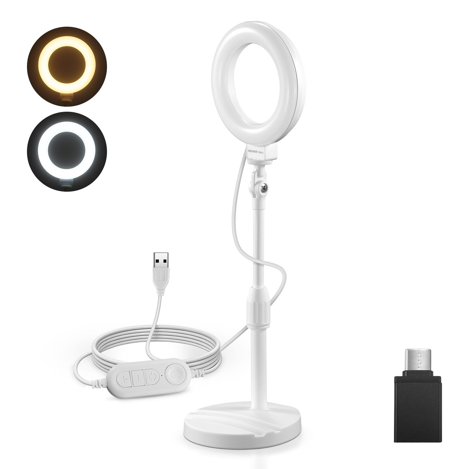 Neewer 5"/13cm Ring Light Kit, 10W LED, White