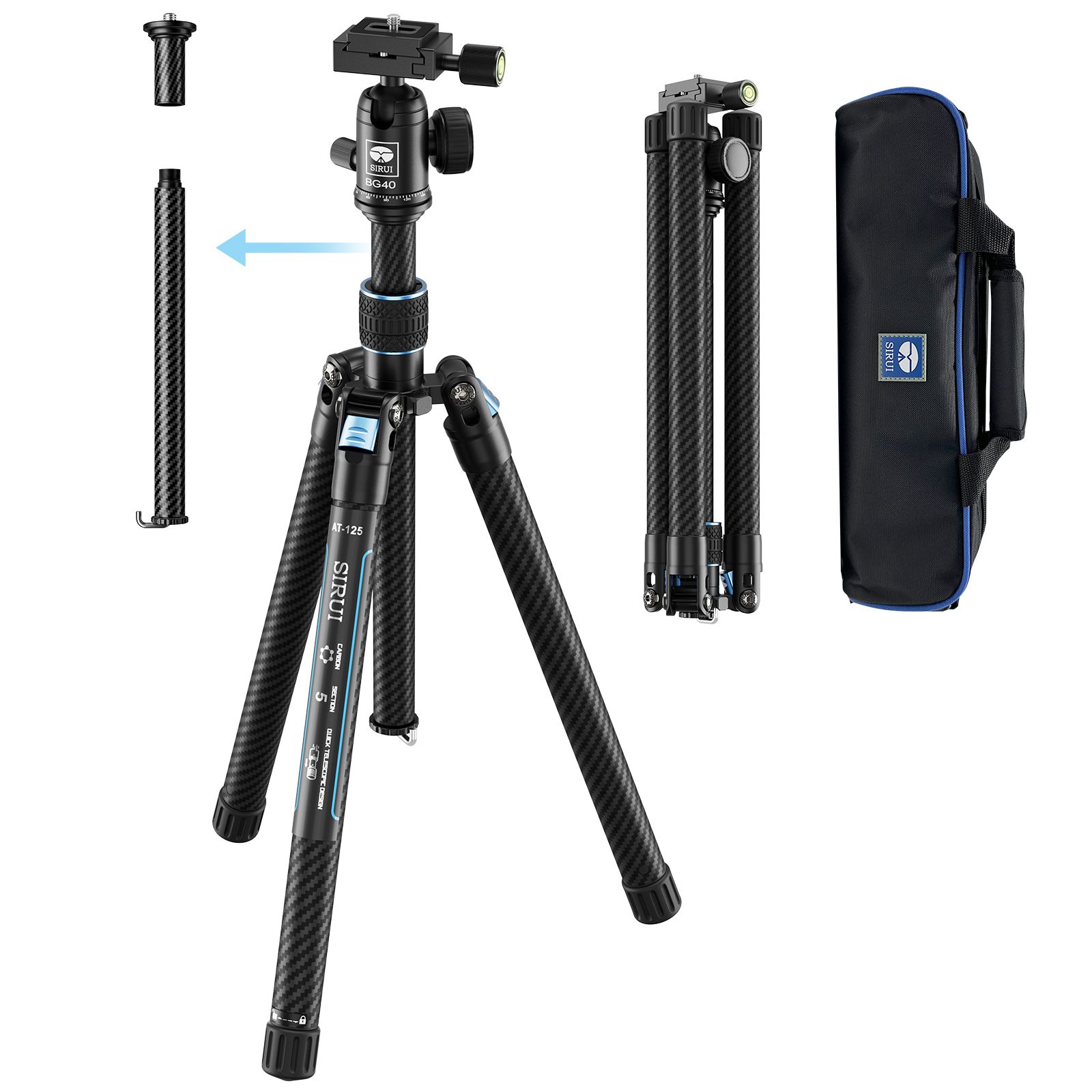 Sirui Traveler X-III Carbon Fiber Tripod, 0.95kg, Panoramic Head, Quick Release Plate Arca, Max Load 10kg, For Camera
