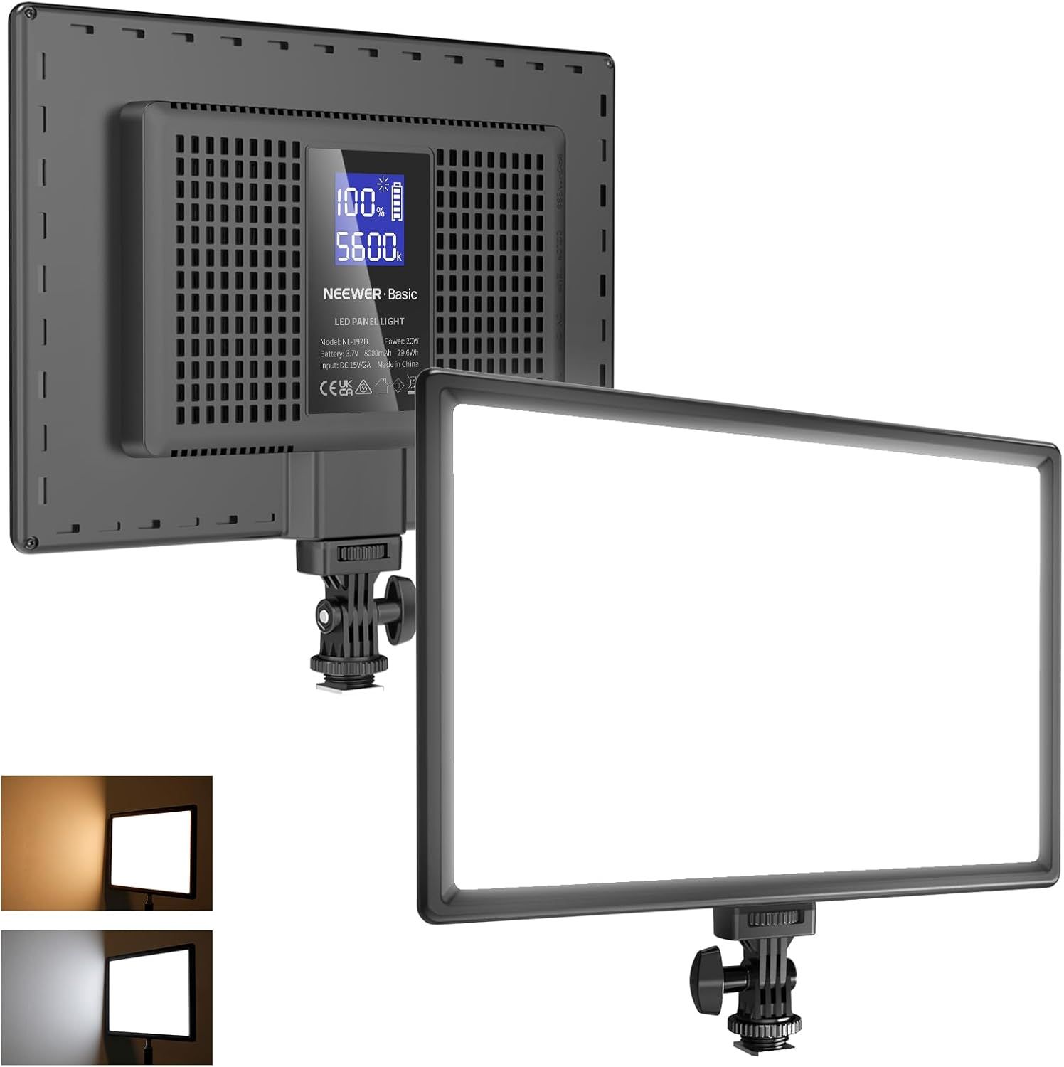 Neewer 13" LED Light Panel, 20W, Ultra Slim, Variable Intensity, for DSLR Camera, Continuous Lighting, Photo Studio, 8000 mAh Battery, 3200-5600K, IRC 97+