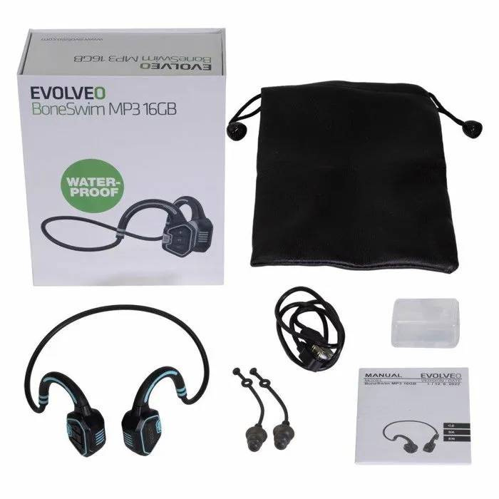 Evolveo Wireless Headphones - BoneSwim MP3 - 16GB - Waterproof IPX8 - Bluetooth 5.1