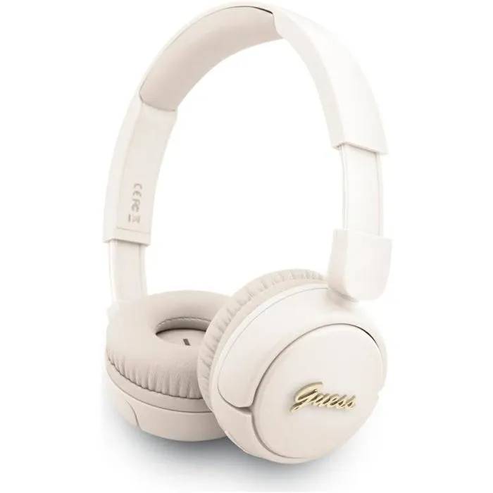 Guess Script Wireless Headset with Metal Logo - Beige