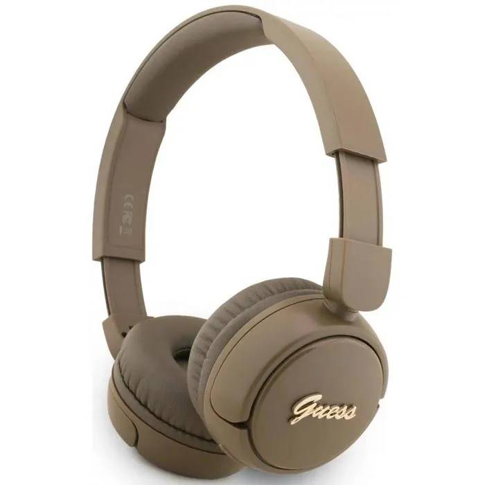Guess Script Wireless Headset with Metal Logo, Brown