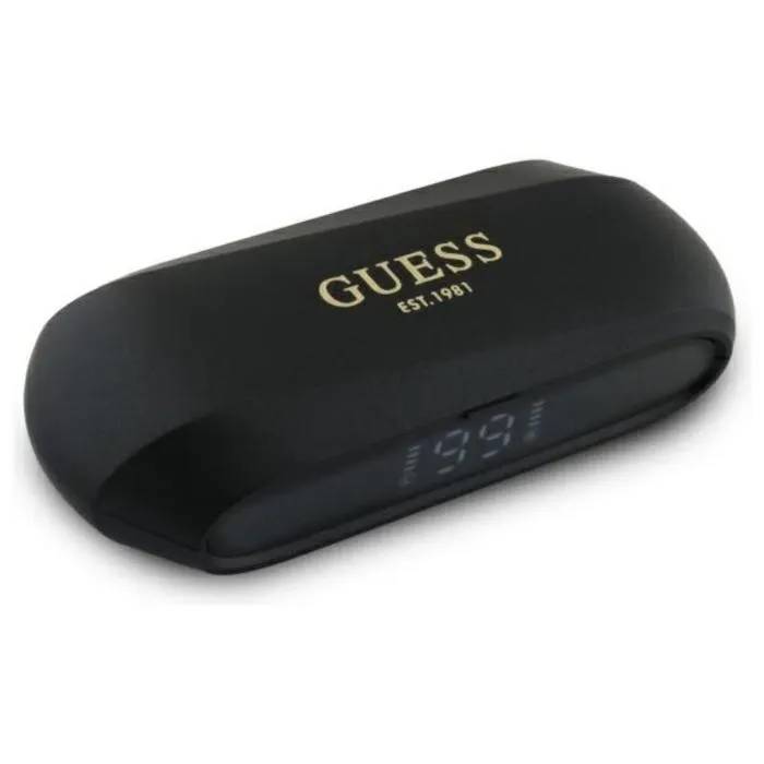 Guess TWS Bluetooth Earbuds with Charging Case (Black) - Metallic Logo