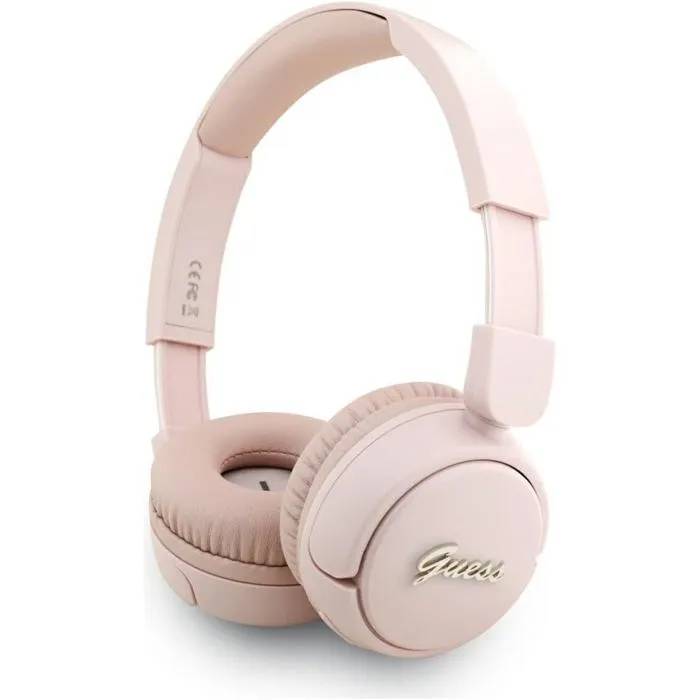 Guess Script Wireless Headset with Metal Logo - Pink