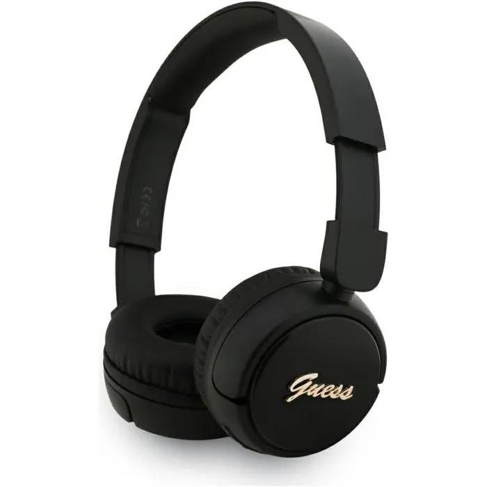 Guess Script Wireless Headphones with Metal Logo, Black