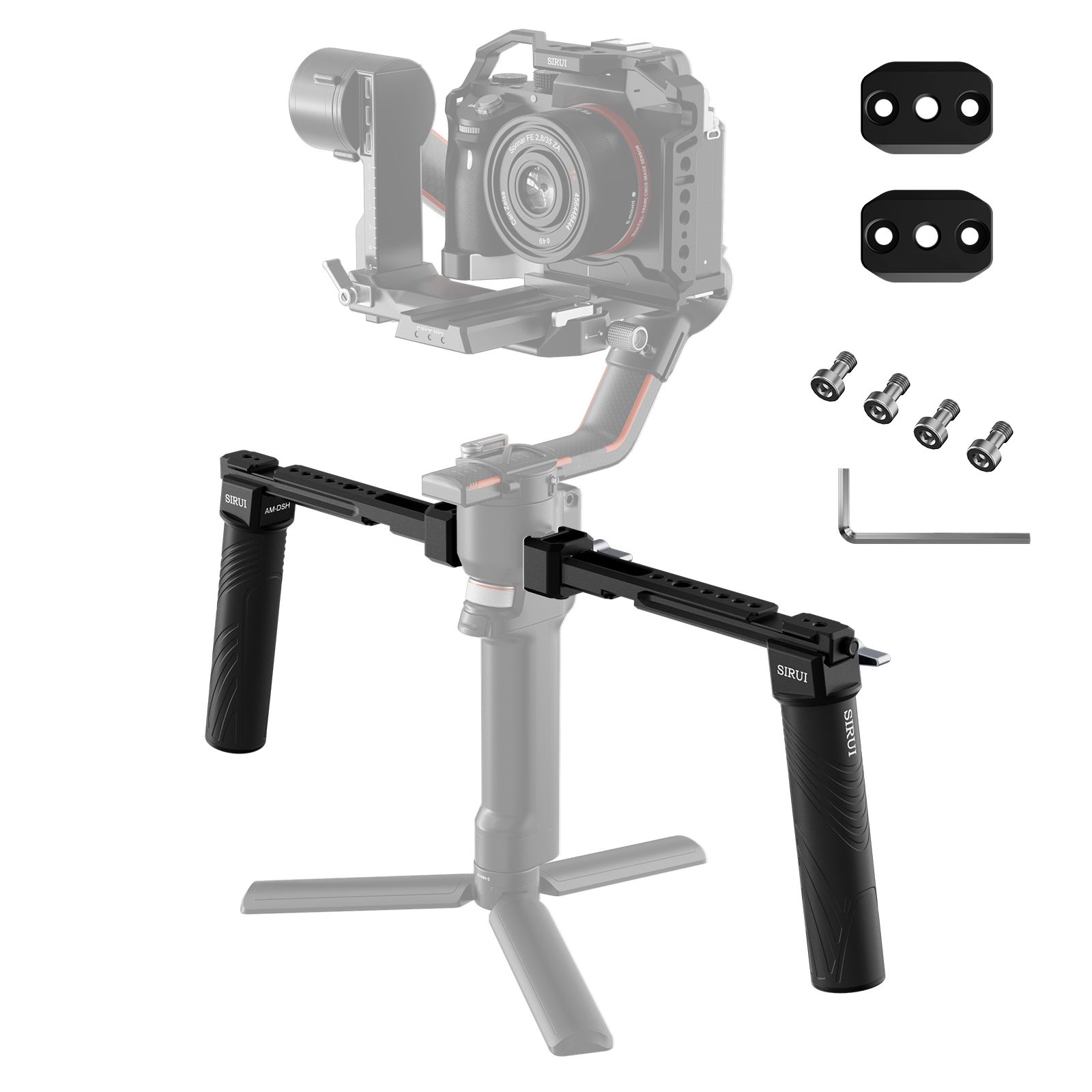 Mango doble SIRUI para estabilizadores DJI Ronin (rieles NATO, cala fría, hilos 1/4' y 3/8')