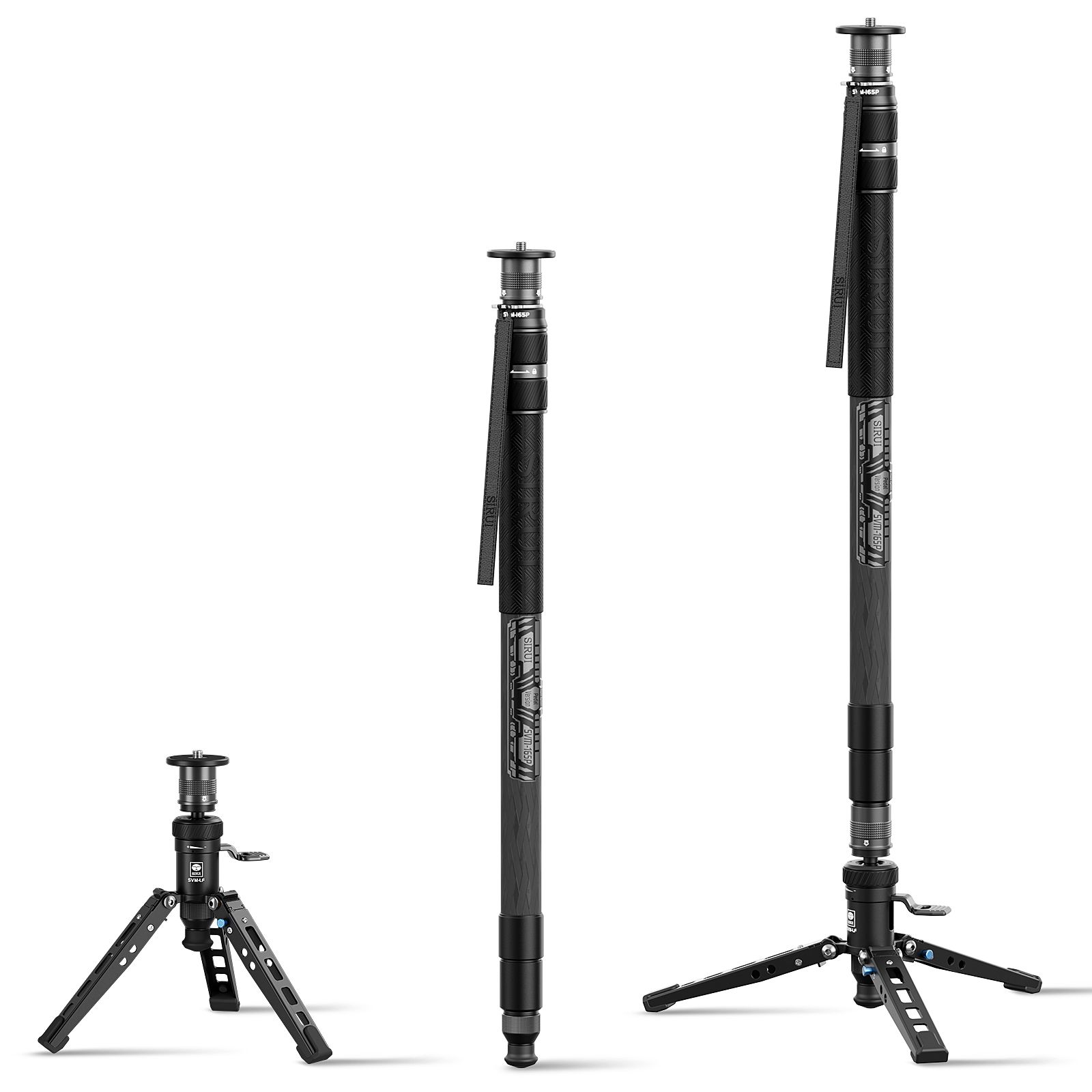 Sirui Carbon Fiber Monopod SVM-165P with Pedal and Quick Lock, 165cm, Lightweight and Compact, Ideal for Camera and Photography, Max Load 10kg