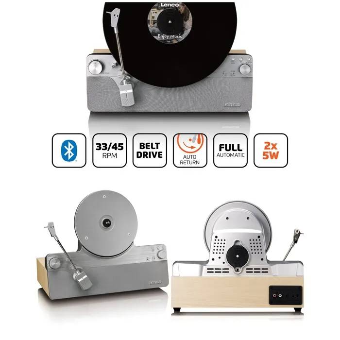 Reproductor de Vinilo Vertical Lenco - TCD-071SI - Bluetooth 5.3 - Altavoces Integrados - Automático