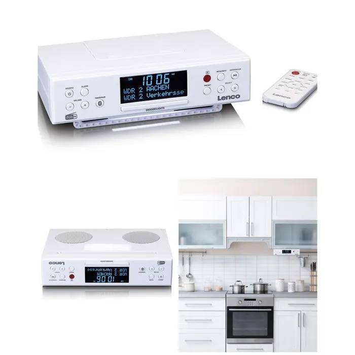 Lenco KCR-190WH Kitchen Radio - DAB+ Bluetooth with LED Lighting
