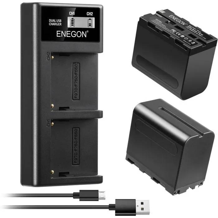 Kit de baterías UNDERSCORE NP-F970 de 8400 mAh con cargador LCD para Sony NP-F930/F950/F960 y cámaras CCD-SC55/TR516/TR716