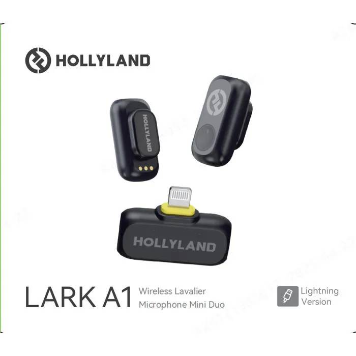 Hollyland Lark A1 Lightning Microphone, 48 kHz/24 bits, 3 Noise Reduction Levels, 2TX + Lightning RX (Black)