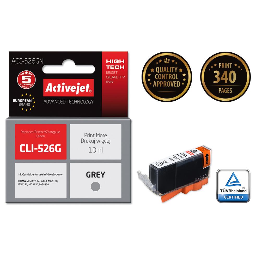 Activejet Ink ACC-526GN (Canon CLI-526G Replacement; Supreme; 10ml; Gray)