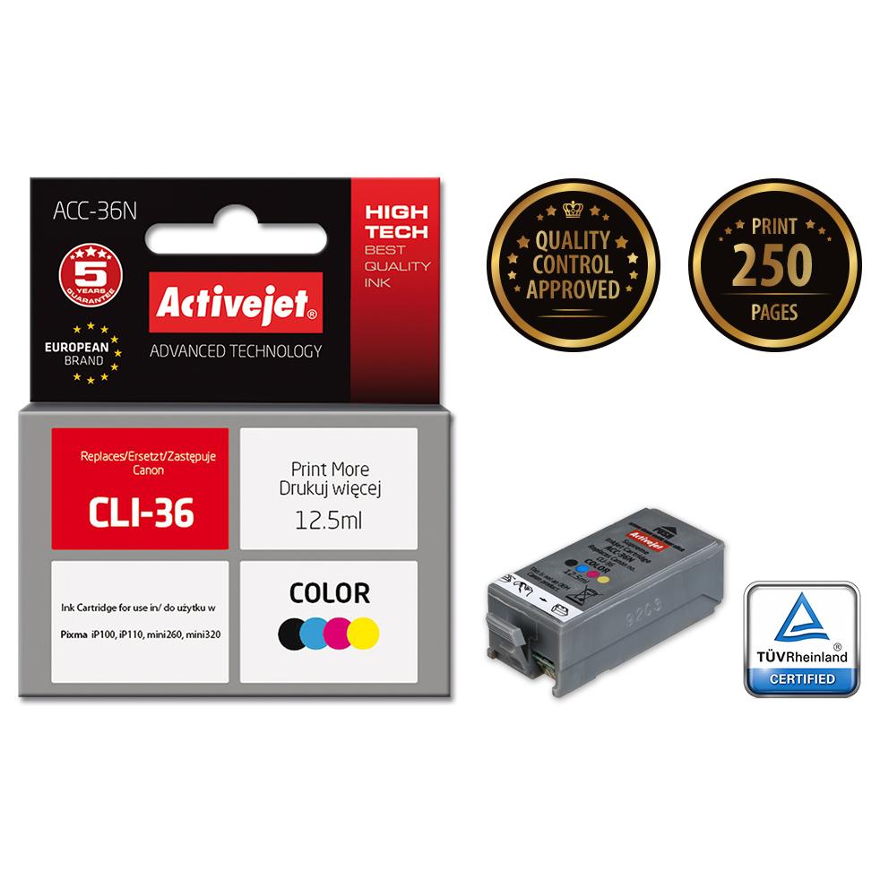 Cartucho de tinta color Activejet ACC-36N (reemplazo de CLI-36 de Canon)