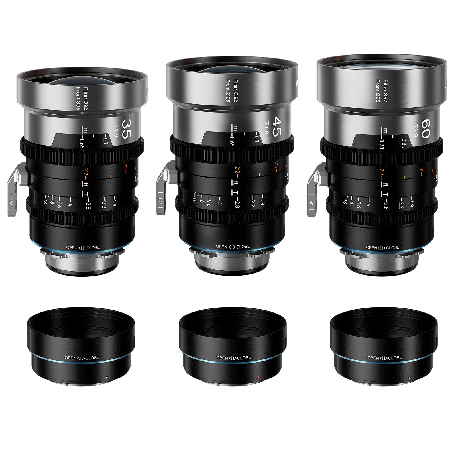 Sirui IronStar Anamorphic Lens Set T1.9 1.5X, Full Frame, Manual Focus, Native PL Mount with Interchangeable EF (Blue Flare) Mount - IRON-SET-B