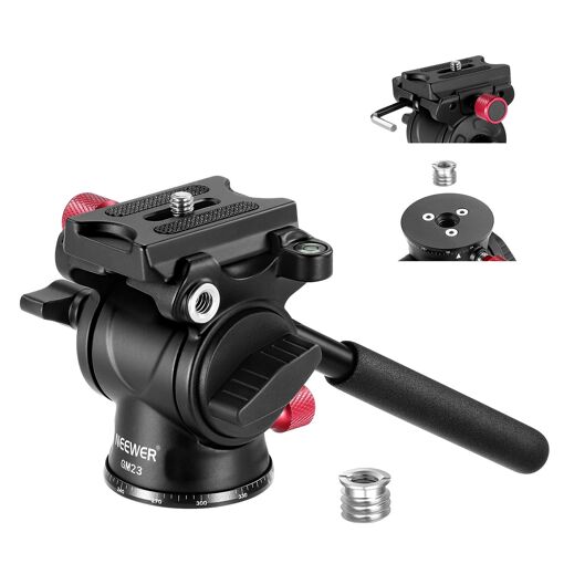 Neewer GM23 Red Fluid Tripod Head with Arca Quick Release