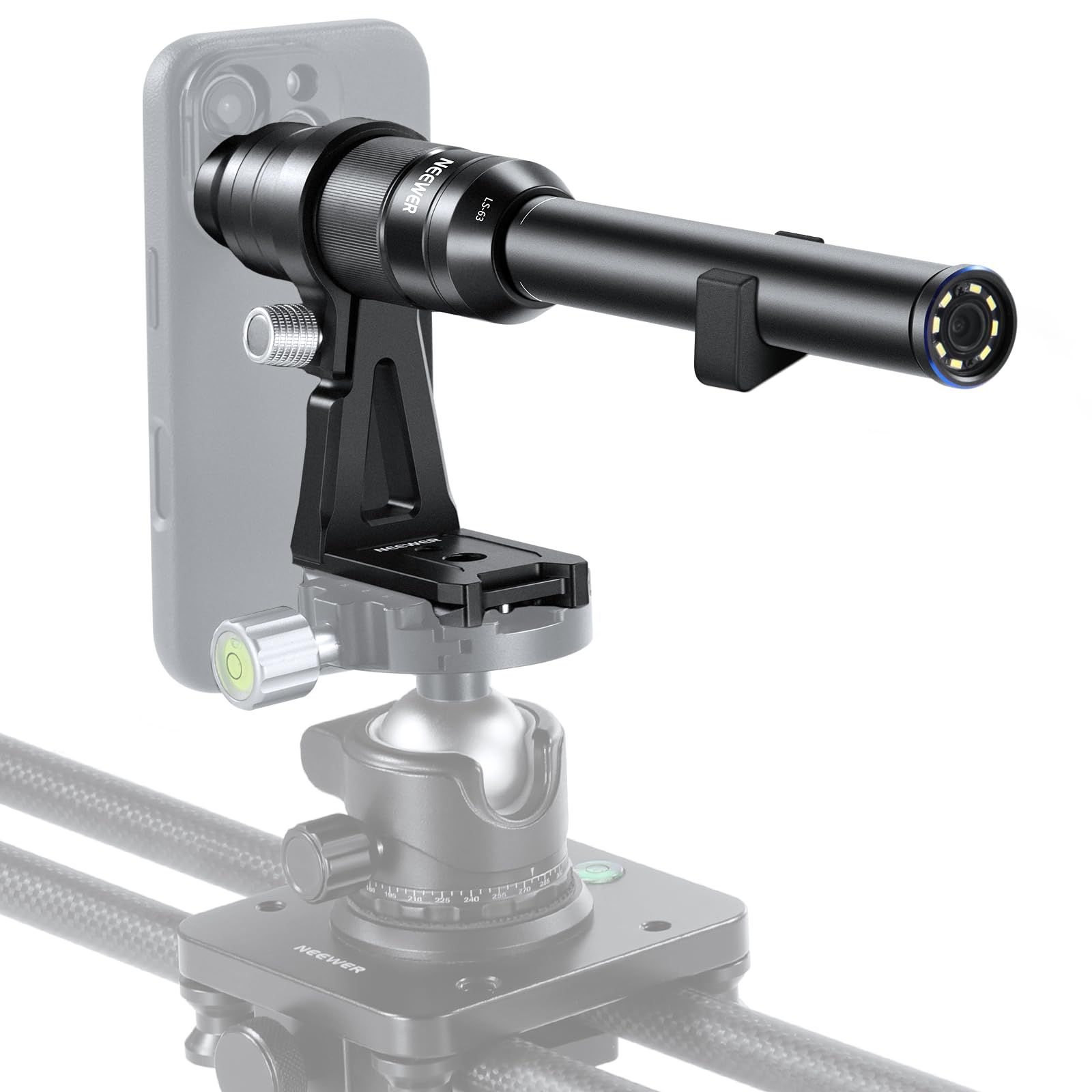 Lente macro Neewer de 16 mm 4X con campo de visión de 109°, rosca de 17 mm, luz LED recargable