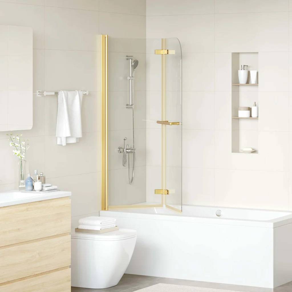 VidaXL Shower Enclosure, Gold, 95x140cm, ESG Glass & Aluminium