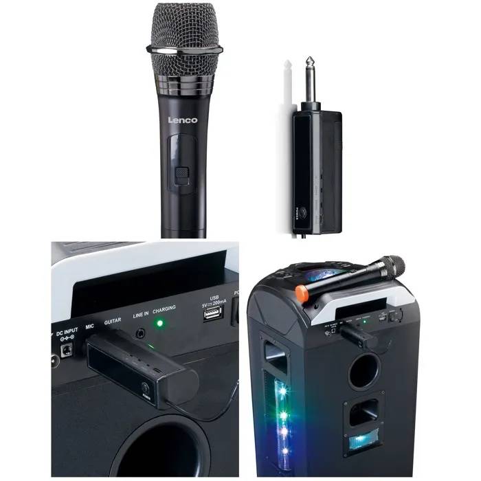 Lenco Wireless Microphone MCW-011 - 6.3mm Receiver - 15m Range - Cardioid Directivity