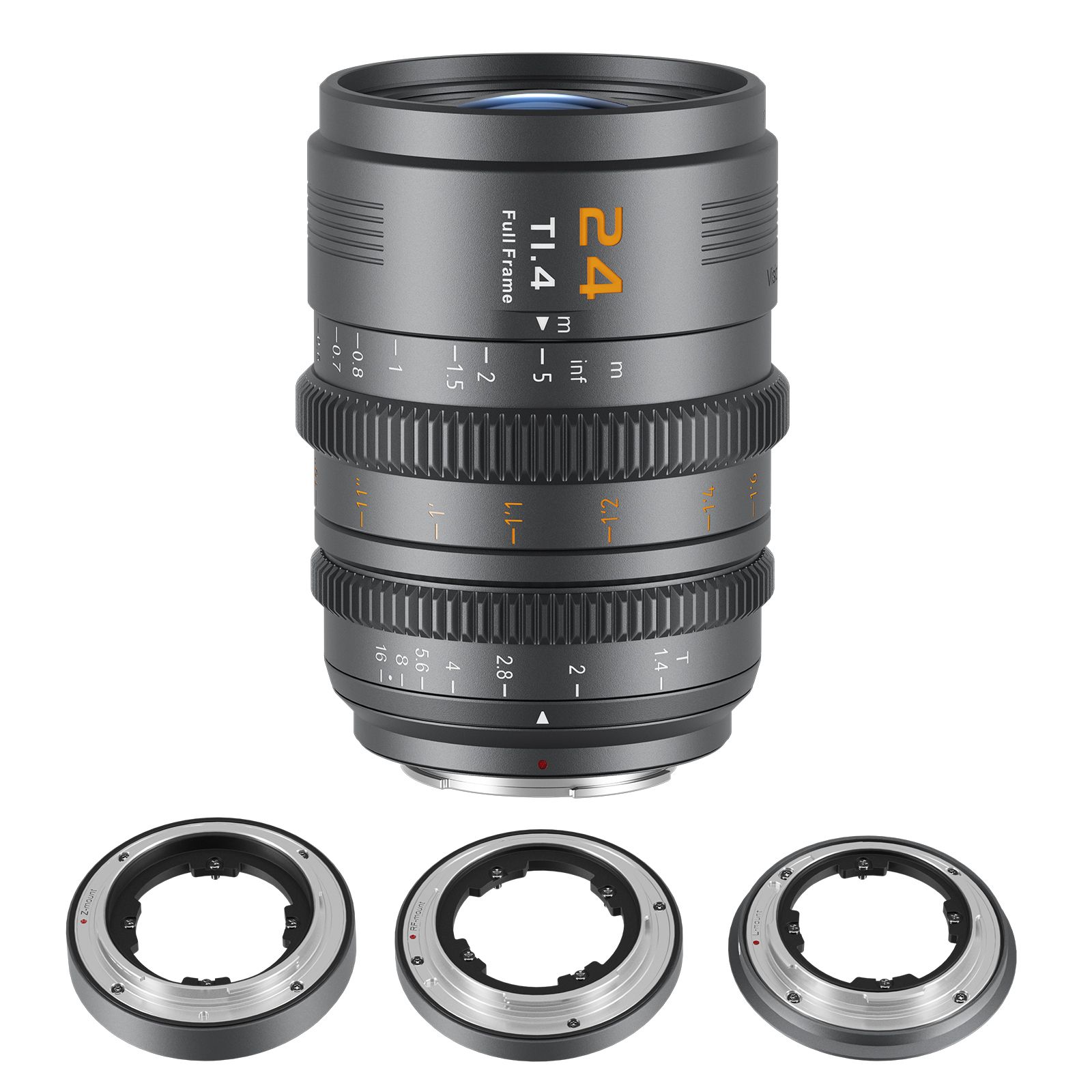 Sirui VP-1 Vision Prime Full Frame Lens 24mm T1.4 Manual Focus Mount E with RF/Z/L Interchangeable Mounts (Matte Gray)