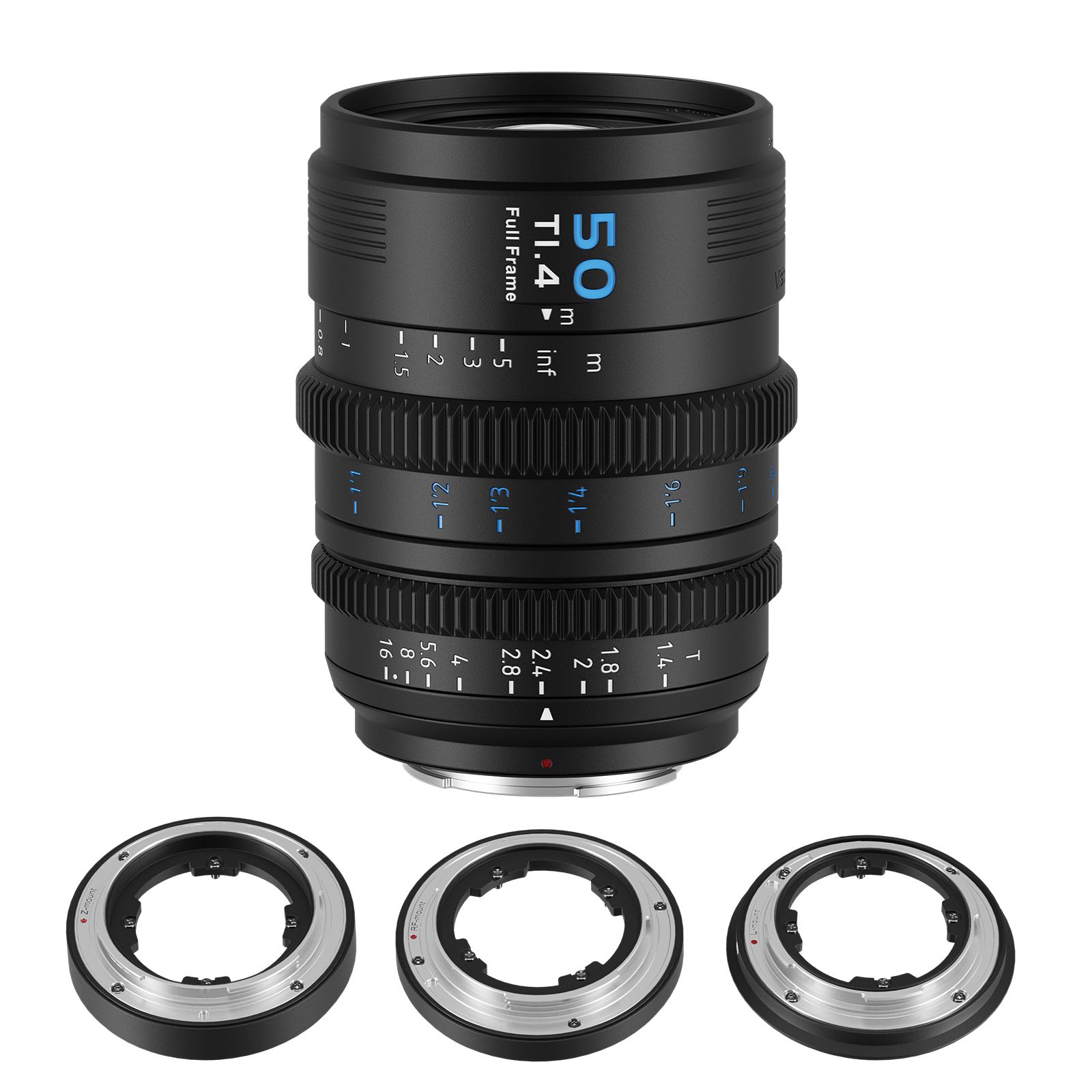 Sirui VP-1 50mm T1.4 Full Frame Cinema Lens, Manual Focus, RF/Z/L Interchangeable Mounts (Black)