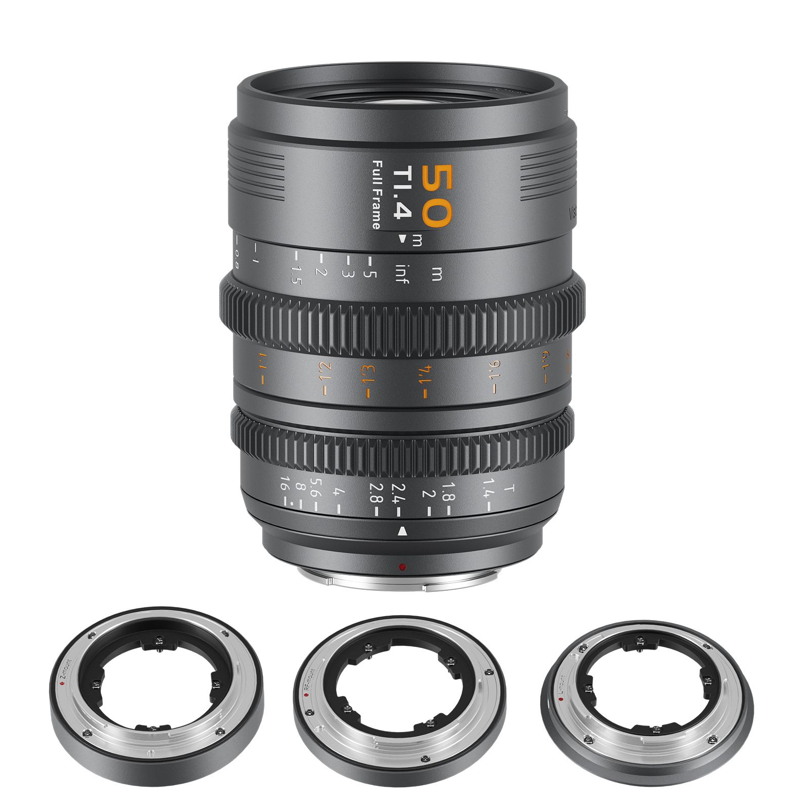 Sirui VP-1 Vision Prime 50mm T1.4 Lens, Manual Focus, E Mount with RF/Z/L Interchangeable Mounts (Gunmetal Gray)