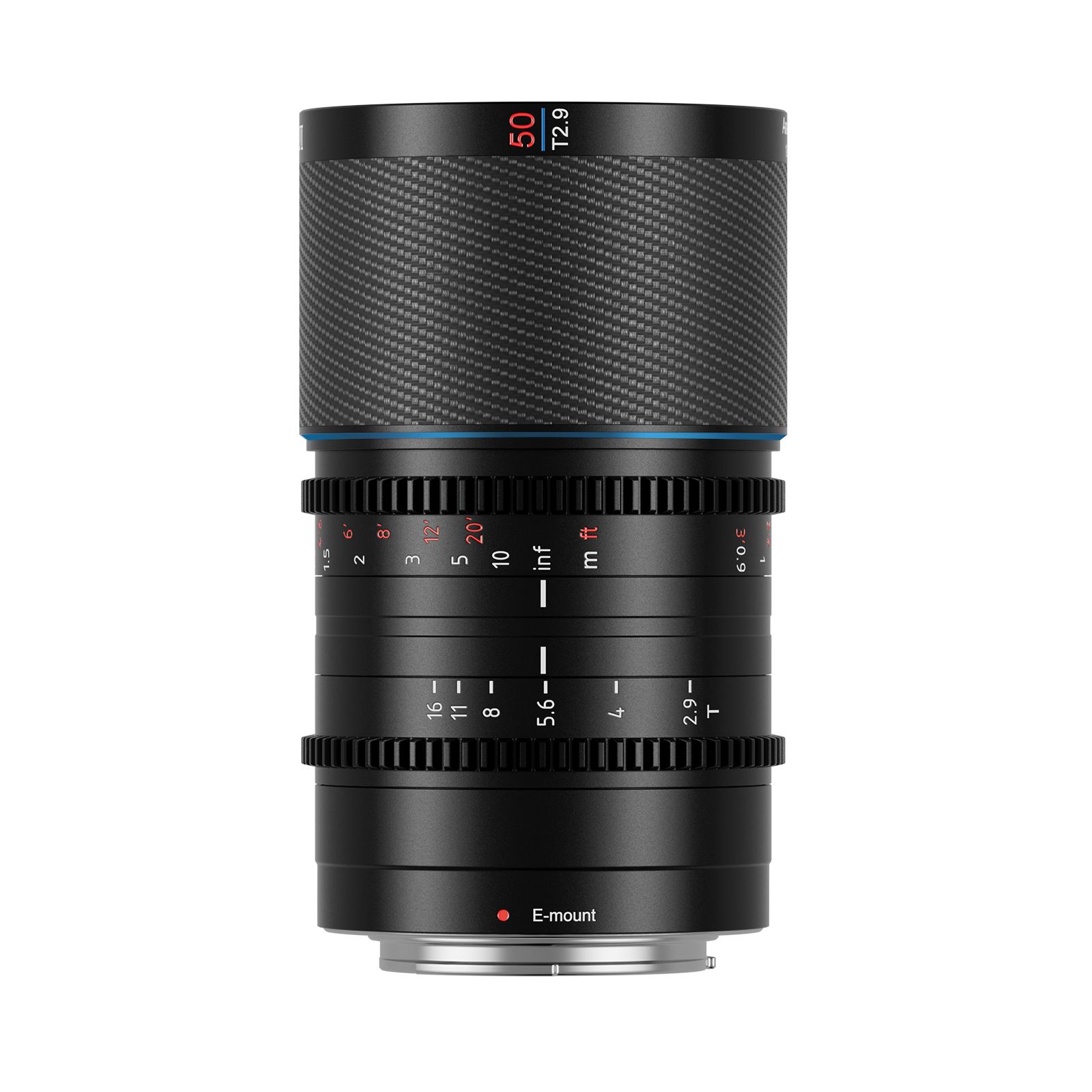 Sirui Saturn-E50B Anamorphic Lens 50mm T2.9 1.6x Full Frame, Carbon, E Mount, Blue Flare