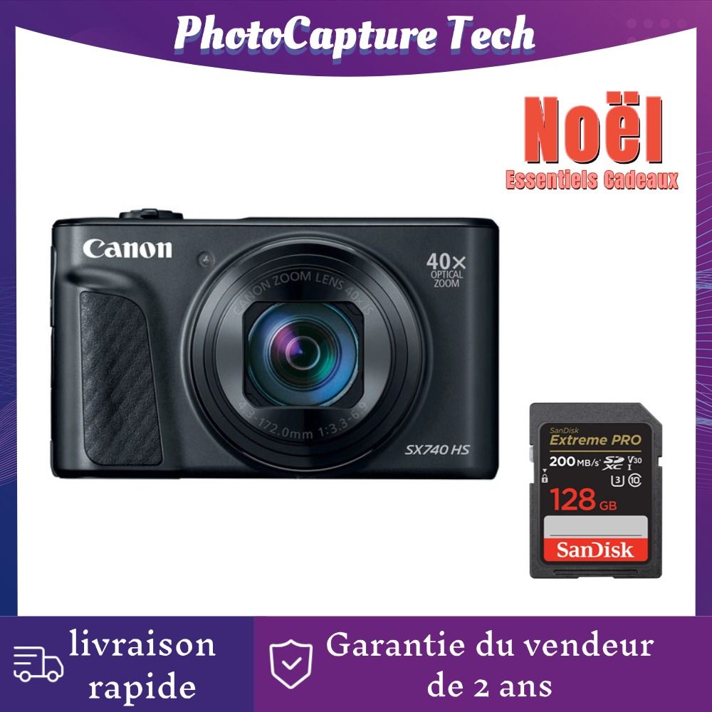 Canon PowerShot SX740 20.3MP Black + SanDisk 128GB 200MB