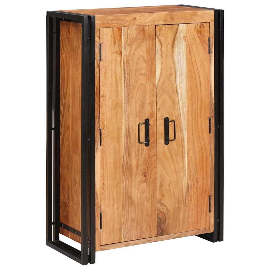 VIDAXL Solid Acacia Wood and Metal Highboard, Brown