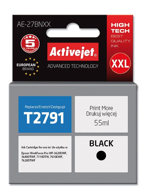 Activejet AE-27BNXX Ink Cartridge (Epson 27XXL T2791 Replacement)