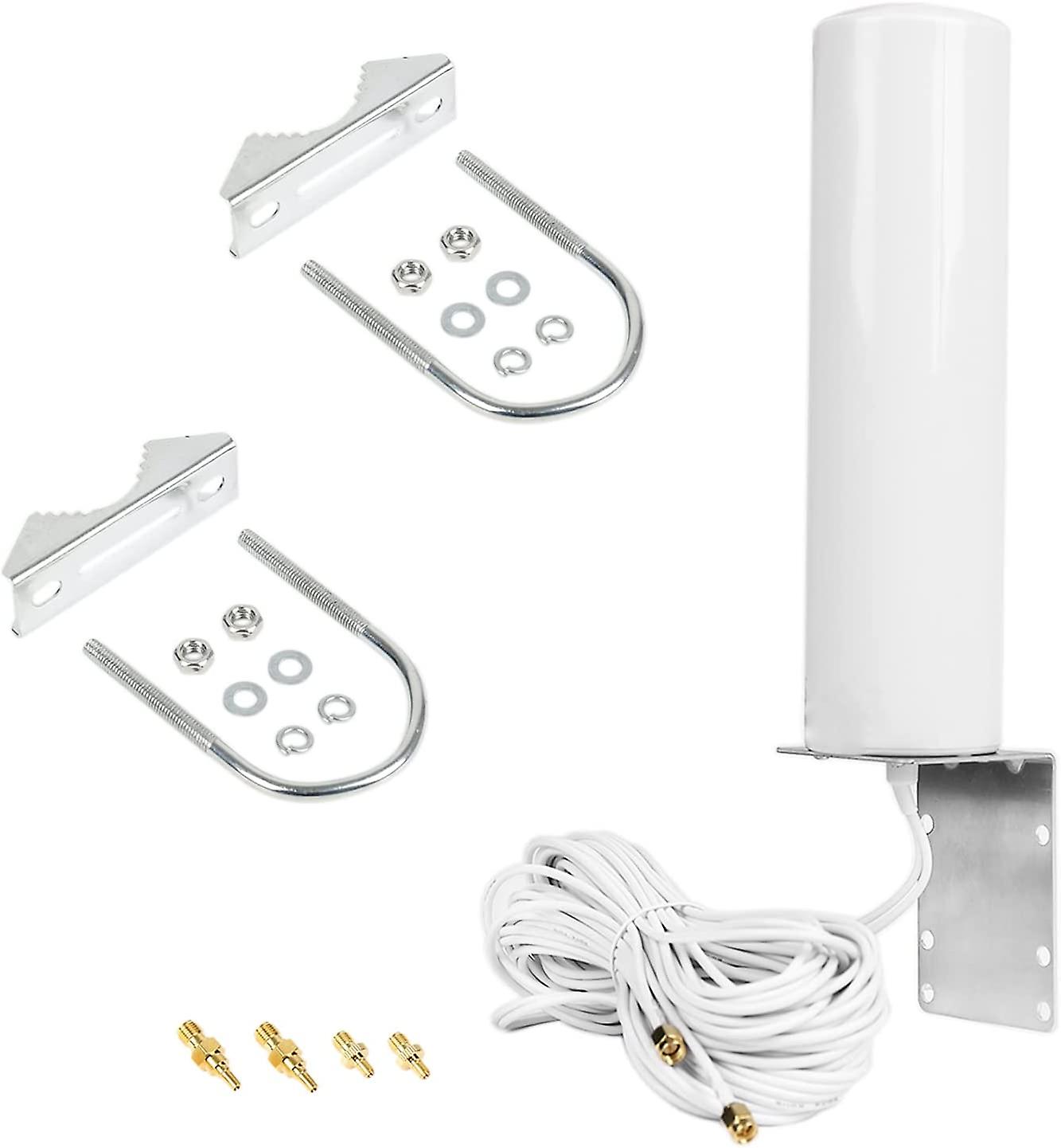 High Gain 4G LTE Antenna 10-12 dBi Double SMA Male 698-2700 MHz Omnidirectional Outdoor compatible with CRC9 TS9 Adapter for Residential Wireless Phone