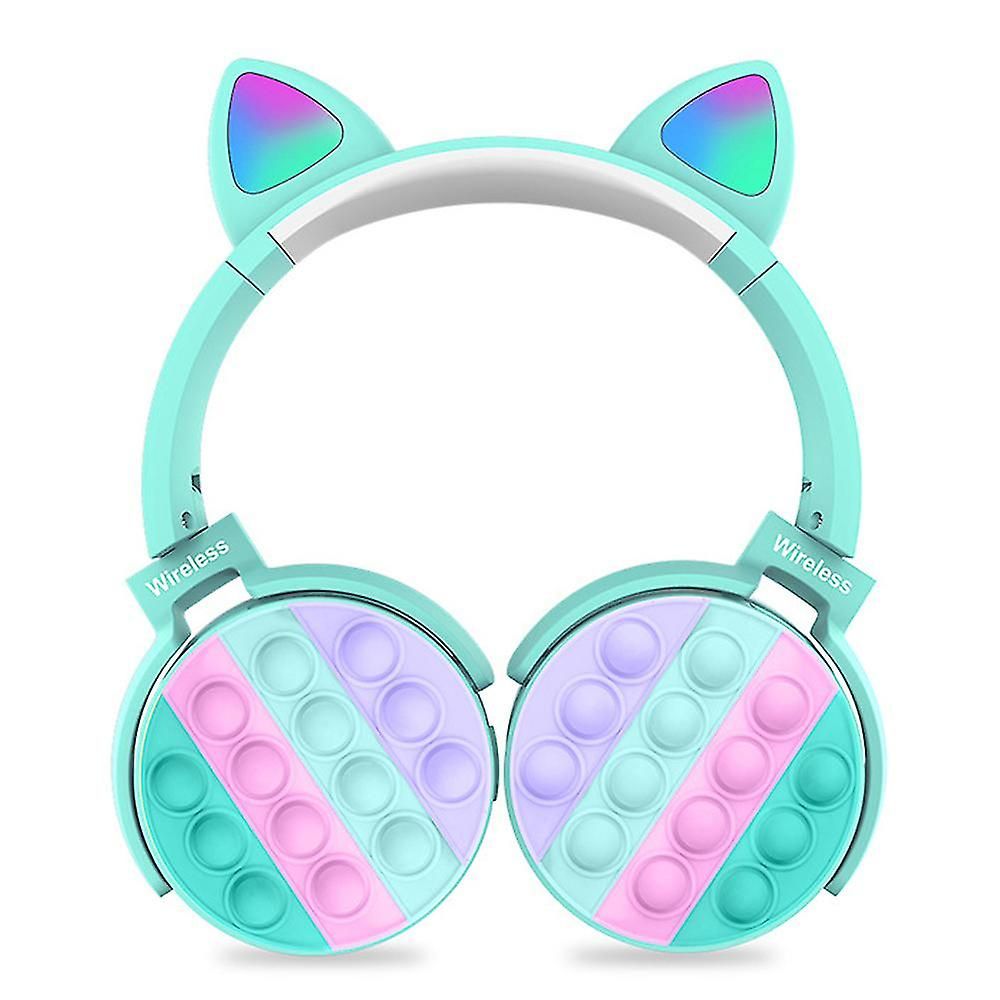 Zhouweishop Bluetooth Over-Ear Headset with Pop Bubbles, Silicone Toy Blue