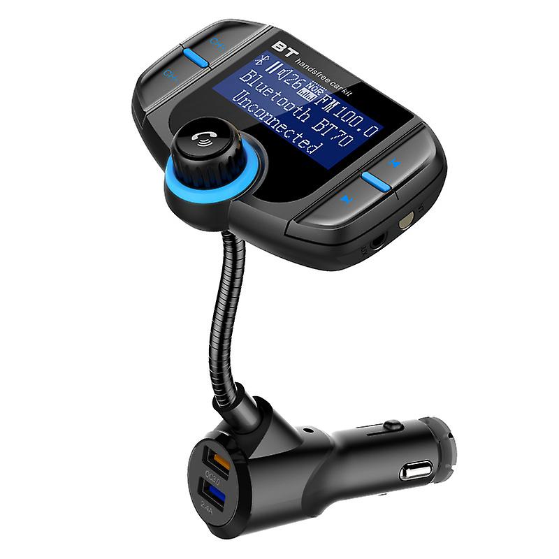 Zhouweishop Bluetooth FM Transmitter with 1.7-inch Screen and Two USB Ports (Blue)