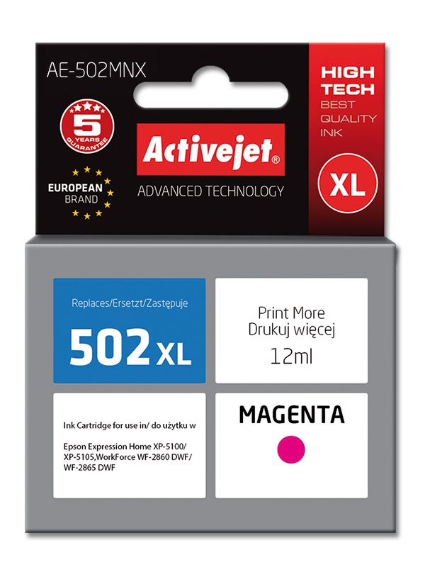 Cartucho de tinta Activejet AE-502MNX (reemplazo Epson 502XL W34010)