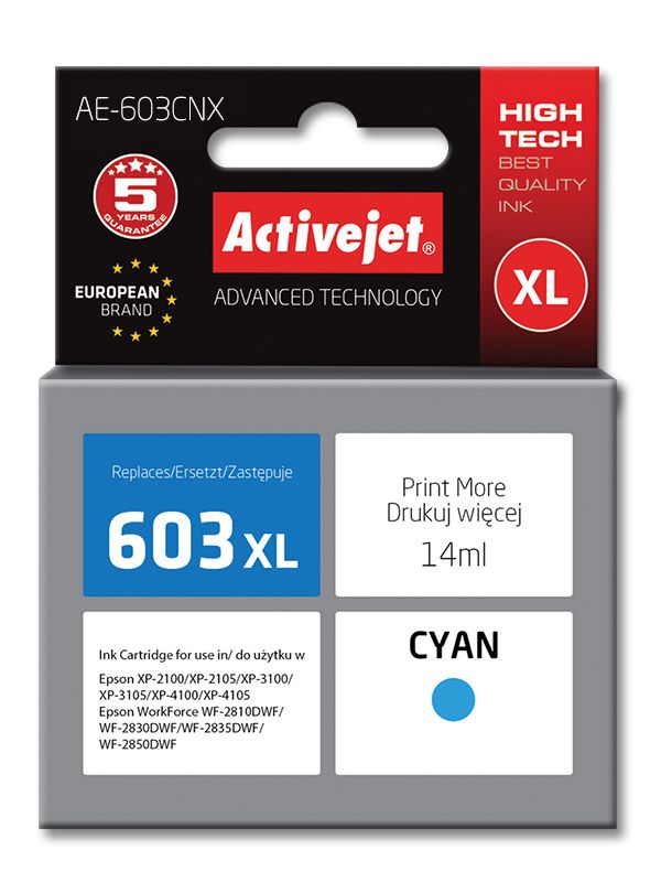 Activejet Ink Cartridge AE-603CNX (Epson 603XL T03A24 Replacement)