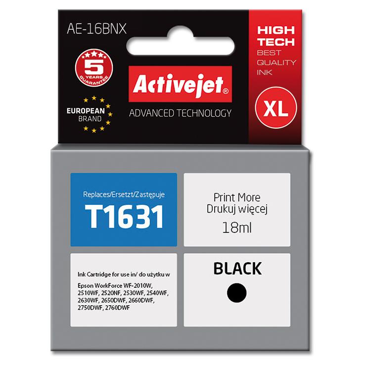 Activejet Ink Cartridge AE-16BNX (Epson 16XL T1631 Replacement; High Capacity; 18ml; Black)