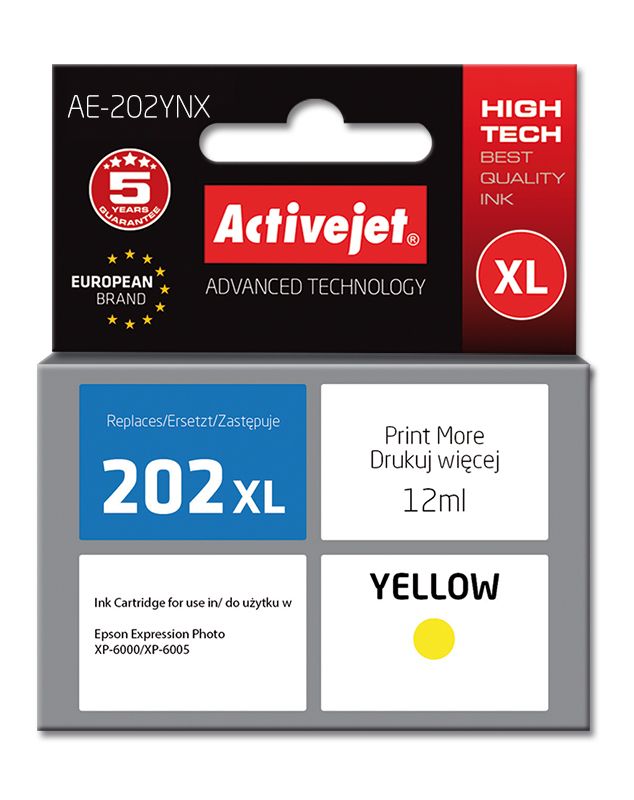 Activejet AE-202YNX Ink Cartridge (Epson 202XL H44010 Replacement)