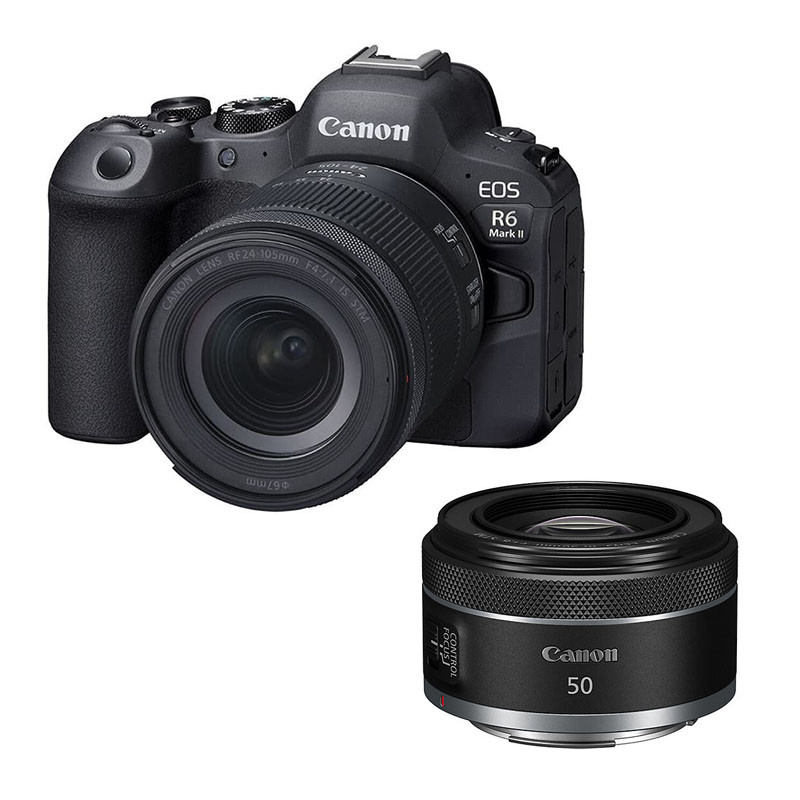 Canon EOS R6 Mark II + RF 24-105mm f/4-7.1 IS STM + RF 50mm f/1.8 STM 3-Year Warranty