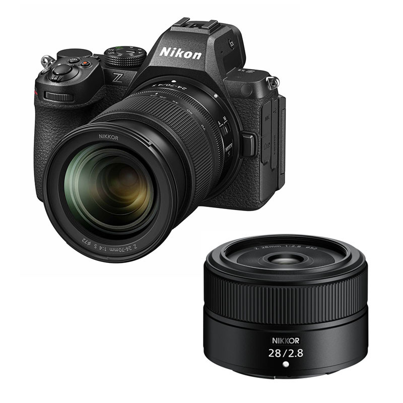 Cámara Nikon Z5 II de formato completo + lente Z 24-70mm f/4 S + lente Z 28mm f/2.8, garantía de 3 años