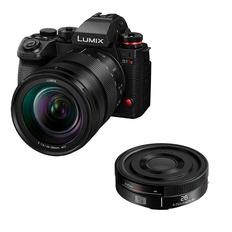 Panasonic Lumix S1 IIE + 24-105mm f/4 Macro OIS Lens + 26mm f/8 Pancake Lens, 3-Year Warranty