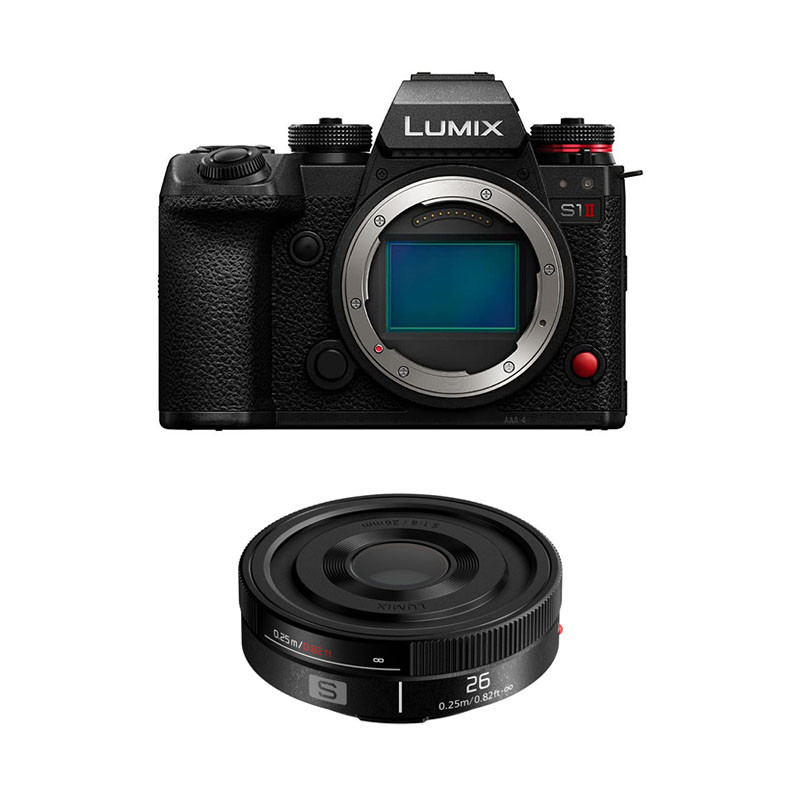 Panasonic Lumix S1 II + 26mm f/8 Pancake Lens, 3-Year Warranty