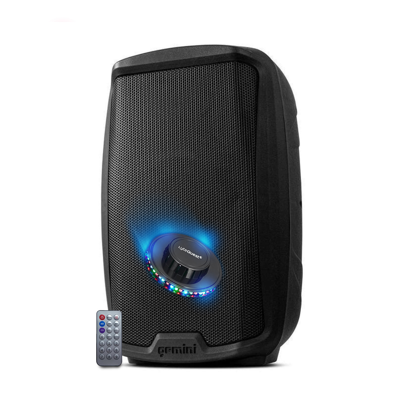 Gemini AS-2112BT Bluetooth PA System Speaker, 12" 1500W DJ Speakers with Bluetooth, SD USB Radio FM and LED Lights