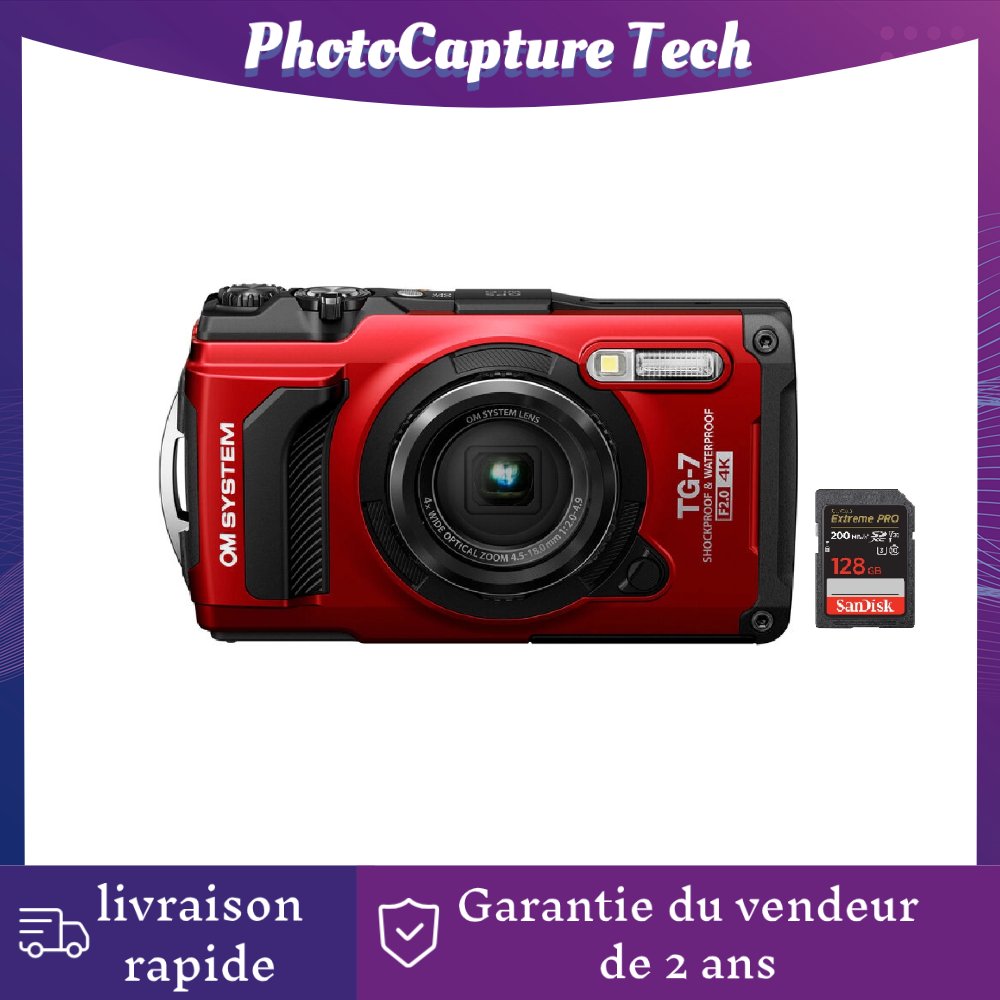 OM System Tough TG-7 12MP Red + SanDisk Extreme PRO UHS-I 128GB