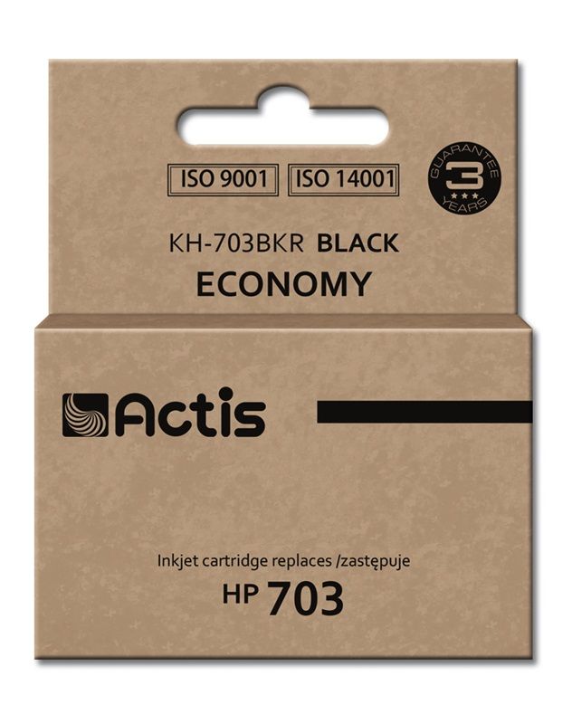 Actis Black Ink Cartridge KH-703BKR (HP 703 CD887AE Alternative, Standard Capacity, 15ml)