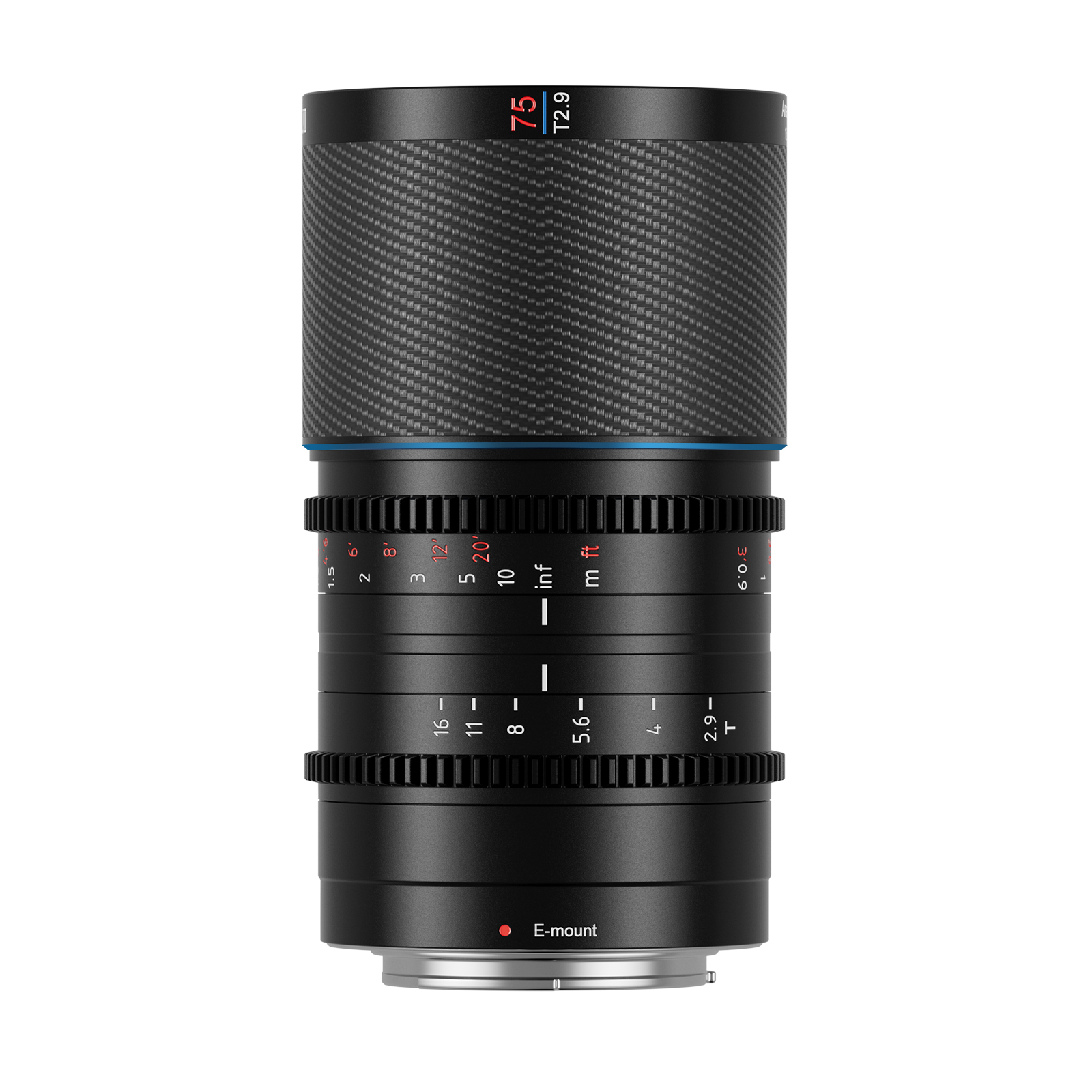 Sirui Saturn E75B Anamorphic Cinema Lens 75mm T2.9 1.6x Full Frame, Carbon Fiber, E Mount with Blue Flare