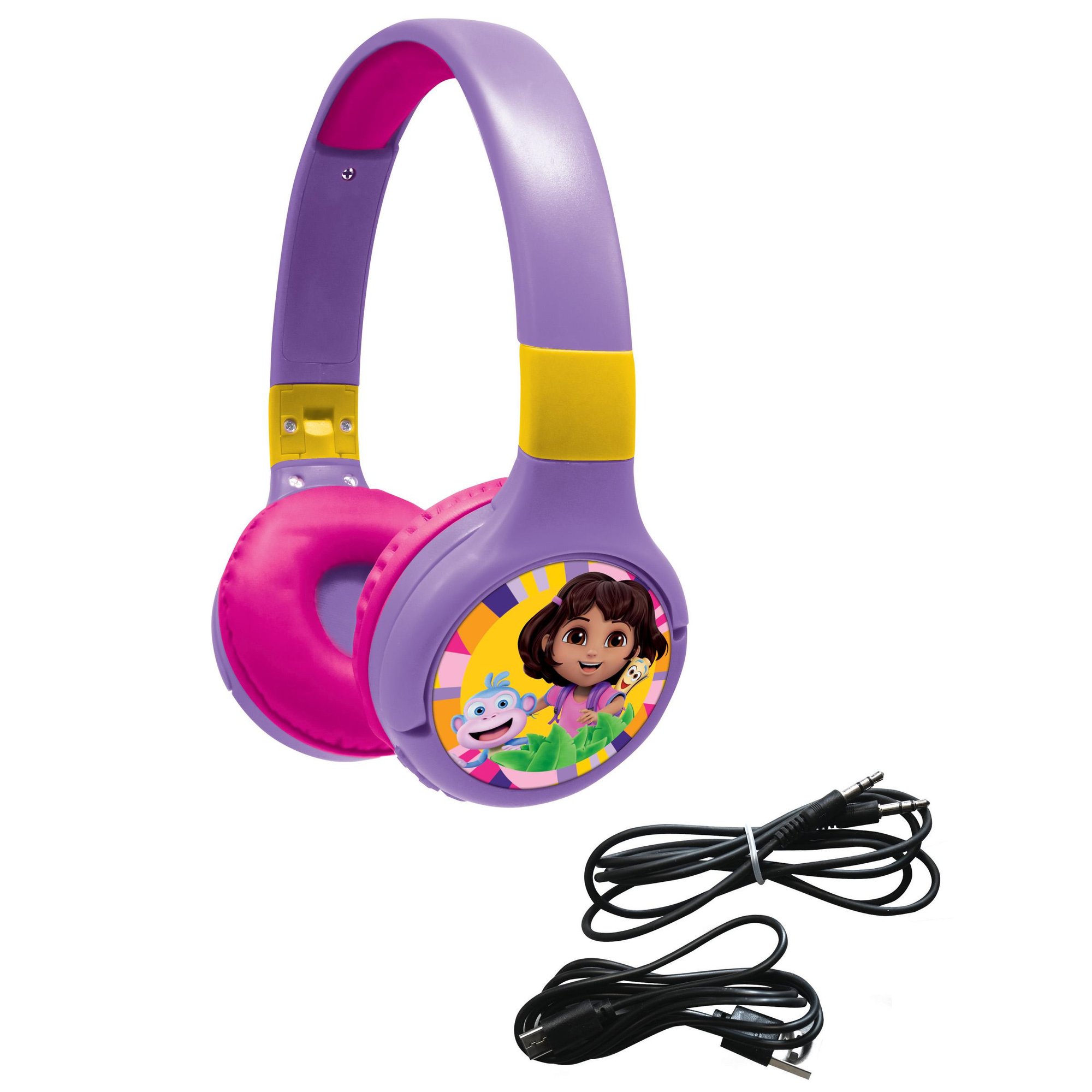 Lexibook Dora 2-in-1 Bluetooth and Wired Headphone with Noise Limitation, Design Dora
