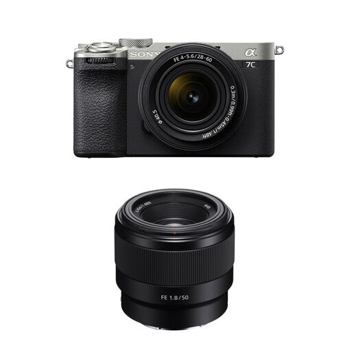 Sony Alpha 7C II Silver Kit with FE 28-60mm f/4-5.6 and FE 50mm f/1.8, 3-Year Warranty