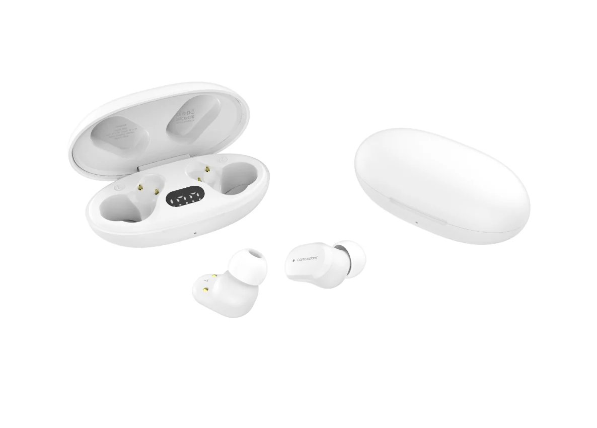 Langsdom Wireless Earbuds with LED Display - White